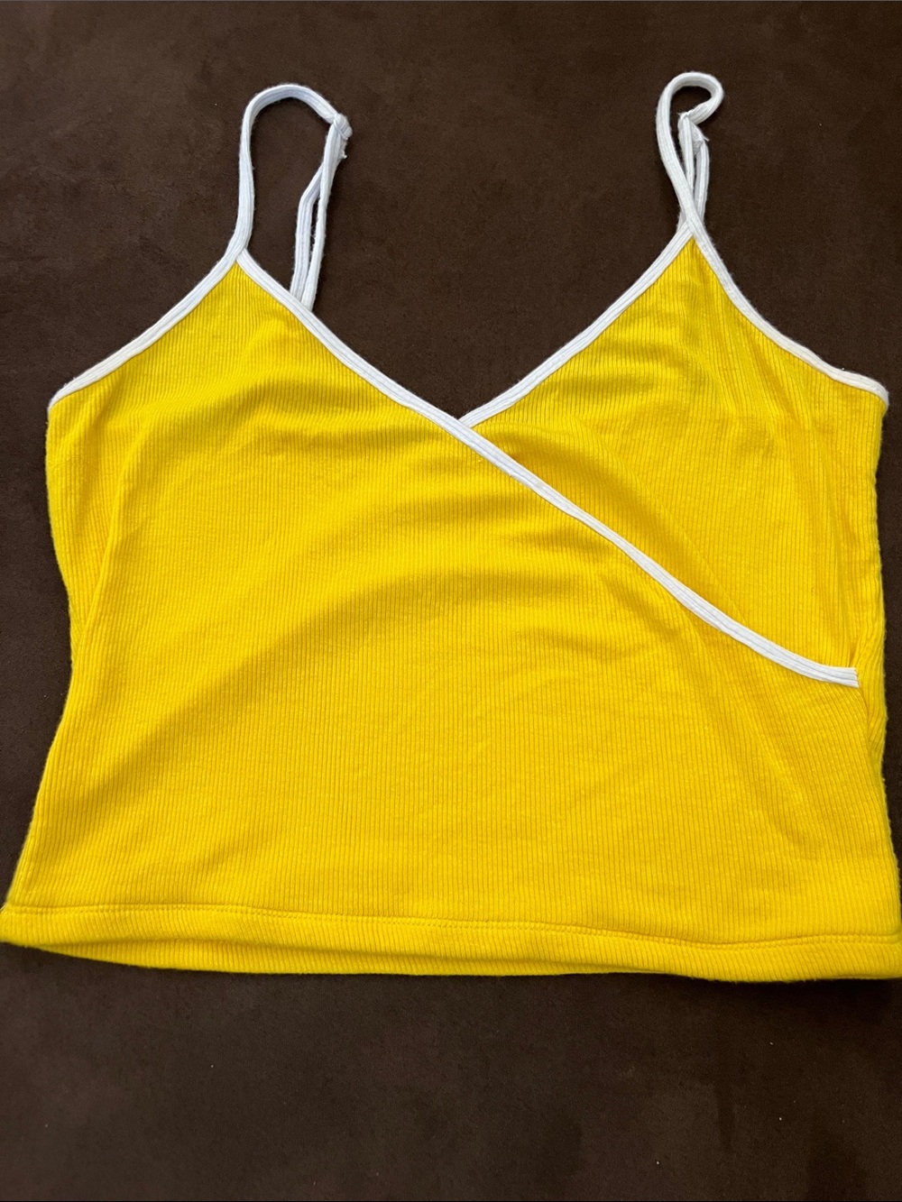 Garage Yellow Wrap-Front Cami with White Trim